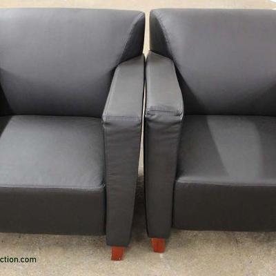  PAIR of Modern Design Black Leather Club Chairs â€“ auction estimate $200-$400 