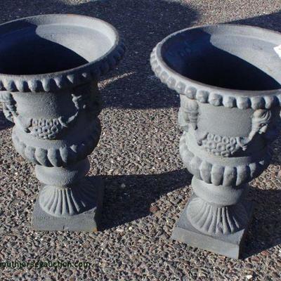 Large Selection of Antique Style Cast Iron Planters Different Sizes and Styles â€“ auction estimate $200-$400 