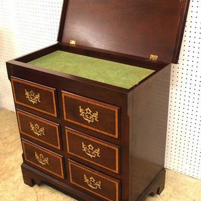  SOLID Mahogany Banded Front Lift Top Silver Chest by “Baker Furniture” – auction estimate $300-$600 