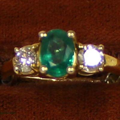 14 Karat Yellow Gold Approximately Â½ Carat Emerald and Approximately Â½ Carat of Diamonds Ring â€“ auction estimate $200-$400 