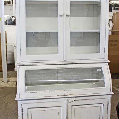 Antique Style Store Display Step Back Cupboard in the White Wash Paint â€“ auction estimate $300-$600