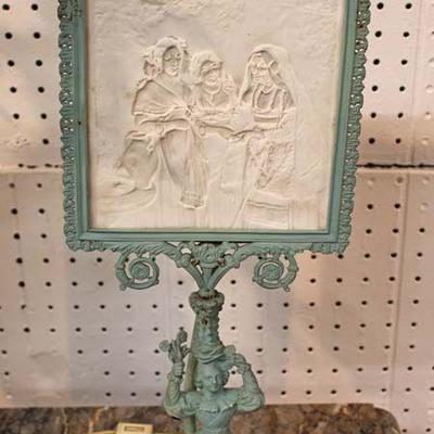  ANTIQUE Cherub Metal Frame Porcelain

Litho Pane Lamp – auction estimate $200-$400 