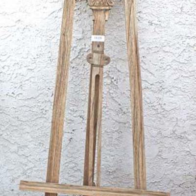 SOLID Mahogany Natural Finish Carved Easel â€“ auction estimate $100-$200