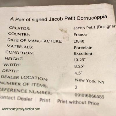  PAIR of 19th Century Signed “Jacob Petit” France

Porcelain Cornucopia auction estimate $300-$600 