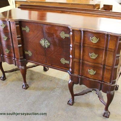 SOLID Mahogany Chinese Chippendale Serpentine Front Ball and Claw Buffet â€“ auction estimate $300-$600