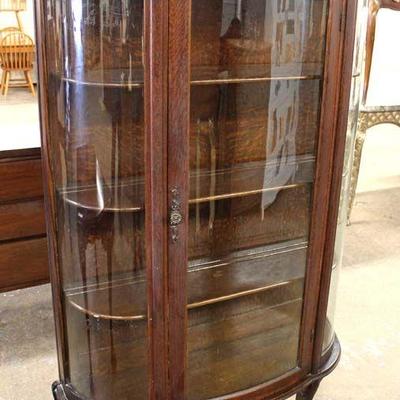 ANTIQUE Oak Ball and Claw China Cabinet with Backsplash â€“ auction estimate $100-$300