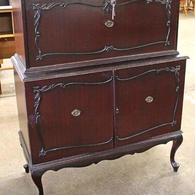 Mahogany Carved Chest on Chest with Fitted Interior and Key â€“ auction estimate $100-$300