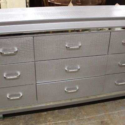NEW 6 Drawer Decorator Dresser with Mirror Accents â€“ auction estimate $200-$400 