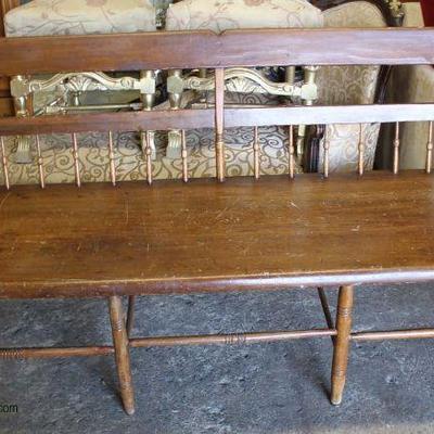 ANTIQUE Plank Bottom Country Bench – auction estimate $200-$400 