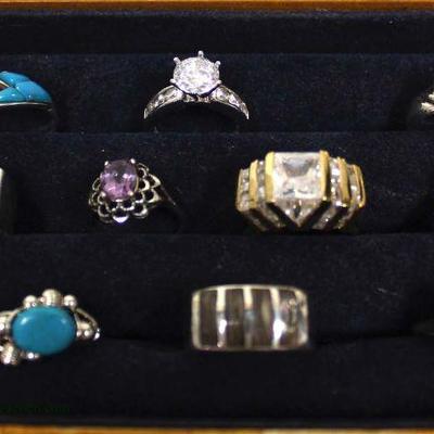 Tray Lot of Sterling Rings â€“ auction estimate $100-$200