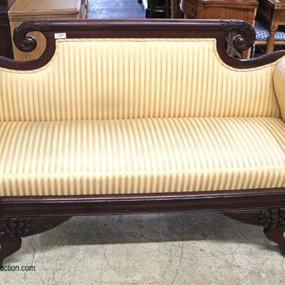 ANTIQUE Federal Mahogany Winged Paw Feet Carved Settee â€“ auction estimate $400-$800 