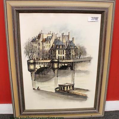  Original Oil on Paper “Pont” signed “Quercy” with Certificate of Authenticity – auction estimate $100-$300 