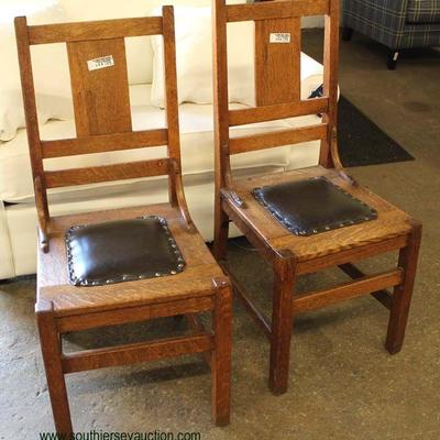 Set of 5 Mission Oak Dining Room Chairs – auction estimate $100-$200 