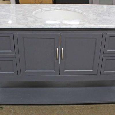  NEW Country Style 60â€ Marble TOP Bathroom Vanity â€“ auction estimate $200-$400

  
