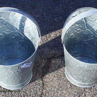 Large Selection of Country Farm Galvanized Items including Buckets, Rotating Bins, Tubs, Planters, and More â€“ auction estimate $100-$200 