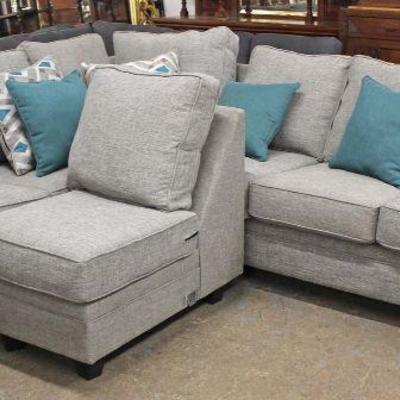  NEW 4 Piece Upholstered Sectional with Throw Pillows – auction estimate $300-$600

  