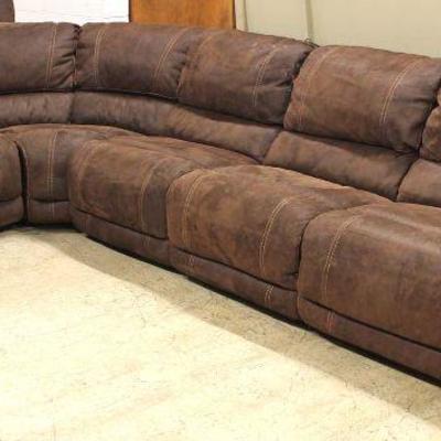  Rustic Leather 5 Piece Modular Sectional Sofa with Power Recliners â€“ auction estimate $300-$600 