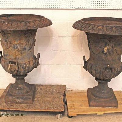  — FANTASTIC —

PAIR of ANTIQUE Cast Iron Victorian Planters in Original Found Condition (aprox 3 Feet High and 2 Feet Diameter – auction...