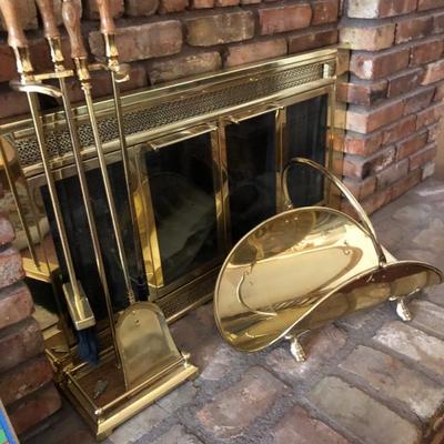 Fireplace tools and wood holder