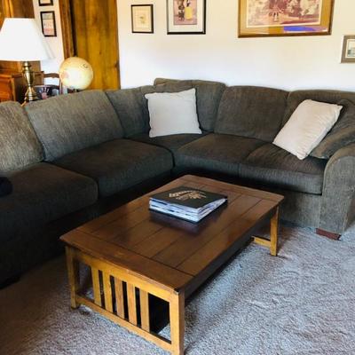 Sectional couch ( some damage to side due to a cat scratching ) can be hidden with side table ; rest of fronts and everything else no...
