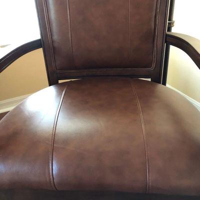 Arm Chair with Top-stitched Faux Leather Upholstery - $195