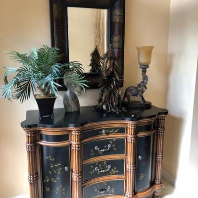 Marble Top Entry Console w/Black Painted Panels- $495