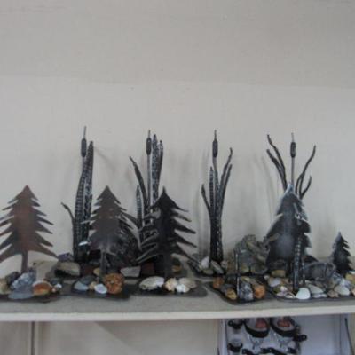 Art metal cut pine tree collection