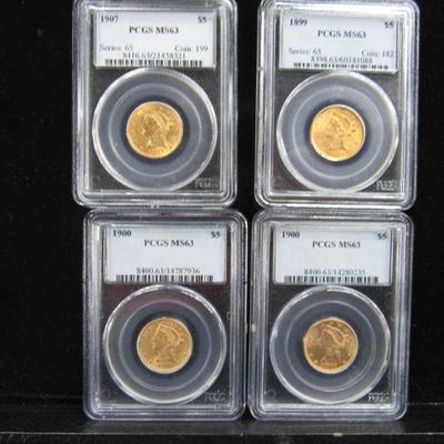 U.S $5.00  graded Gold Coins
