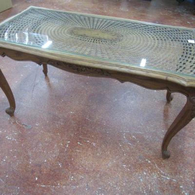 Country French Cane Spiderweb Coffee Table