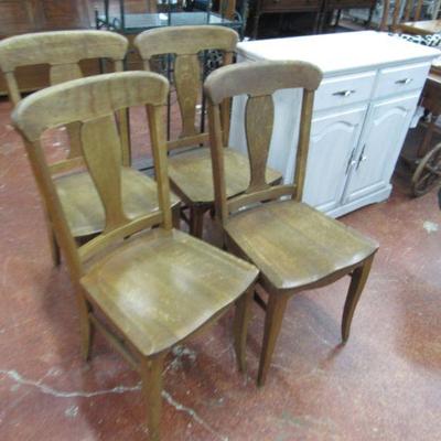 Set of 4 T back oak chairs