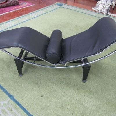 Modern Chrome & Leather Lounge Chair
