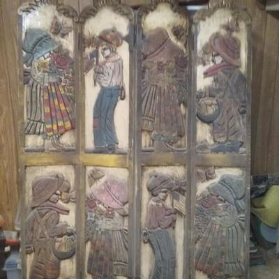 Vintage Wooden Carved Screen