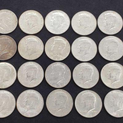 #488: 1963-D Franklin Half Dollar and 19 1964 Kennedy Half Dollars, Various Mints, 250g
1963-D Franklin Half Dollar and 19 1964 Kennedy...