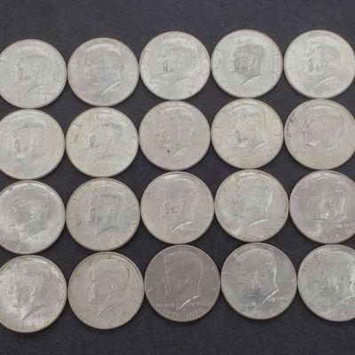 #489: 20 1964 Kennedy Half Dollars, Various Mints, 248g
20 1964 Kennedy Half Dollars, Various Mints, 248g, J35, 6 of 8