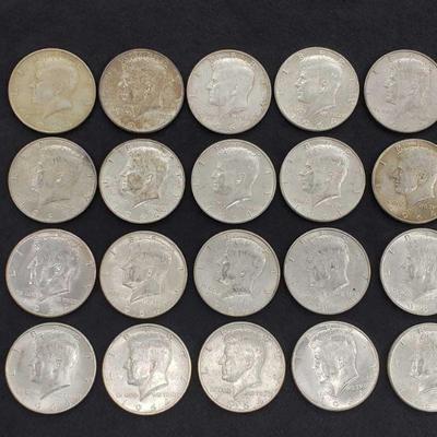 #490: 20 1964 Kennedy Half Dollars, Various Mints, 250g
20 1964 Kennedy Half Dollars, Various Mints, 250g, J35 7/8