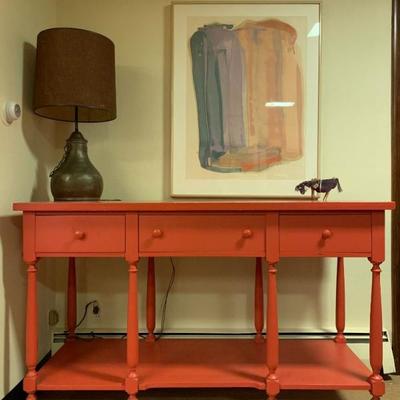 Three Drawer Console Table in Coral (isn't this the 