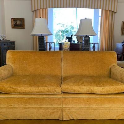 Vintage Gold Velour Sofa