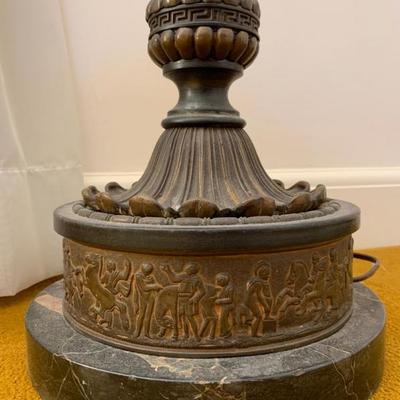 Detail of Floor Lamp Marble Base with Scene