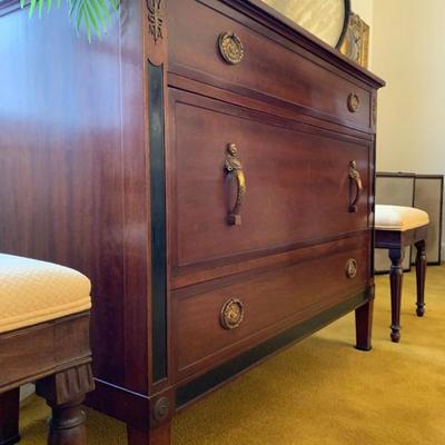 Inlaid Mahogany Sideboard with Figural Hardware