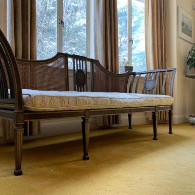 Vintage Cane Back Sofa, Hand Painted
