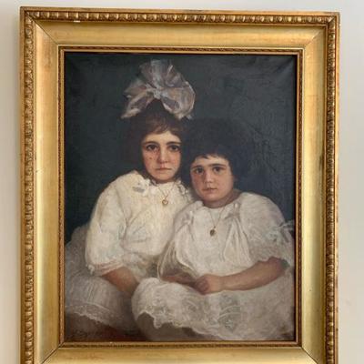 Portrait of Two Girls, Oil on Canvas
