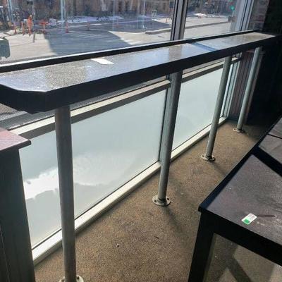 Bar height drink rail with metal legs
