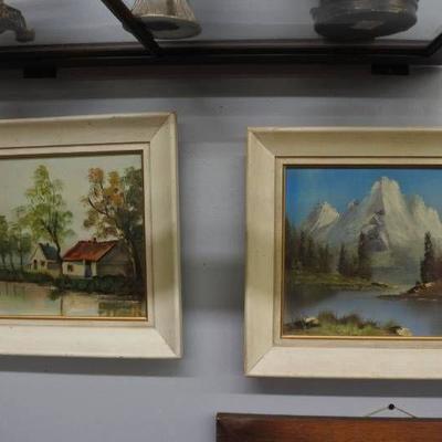 Set of Two Scenic Mountain Views in Wooden White F ...