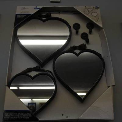 Set of 3 Heart Shaped Mirrors - in Original Packag ...