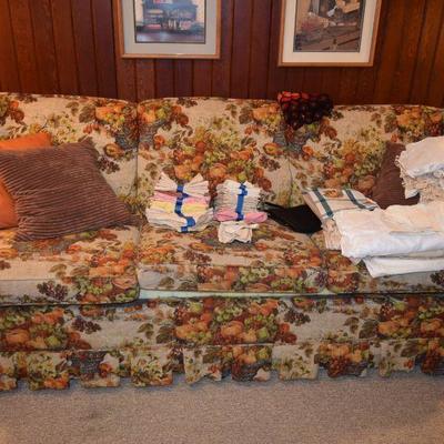 Sofa, Pillows, & Linens