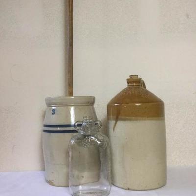 Butter Churn and Large Wine Jug