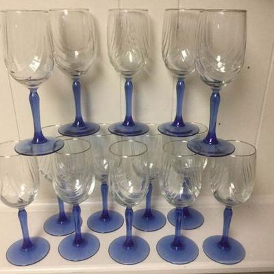 Blue and Gold Crystal Stemware