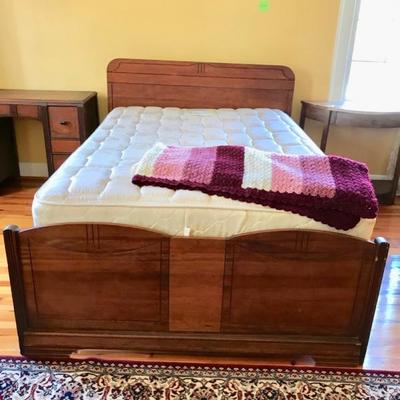 Art Deco double bed with box spring and mattress $235
