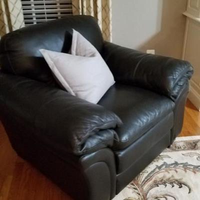 Black Italian Leather chair, loveseat, sofa