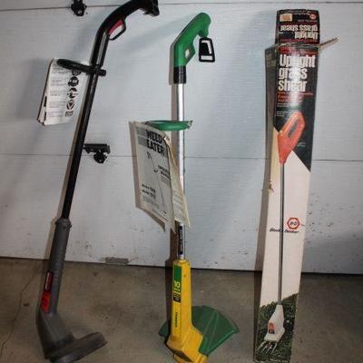 2 String Trimmers and Upright Grass Shear